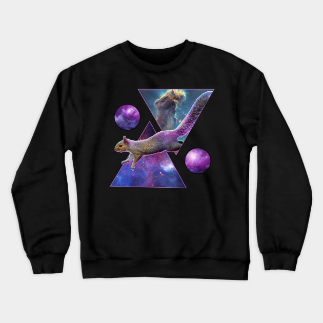 Vaporwave Squirrel In Outer Space & Galactic Art Crewneck Sweatshirt by Vaporwave